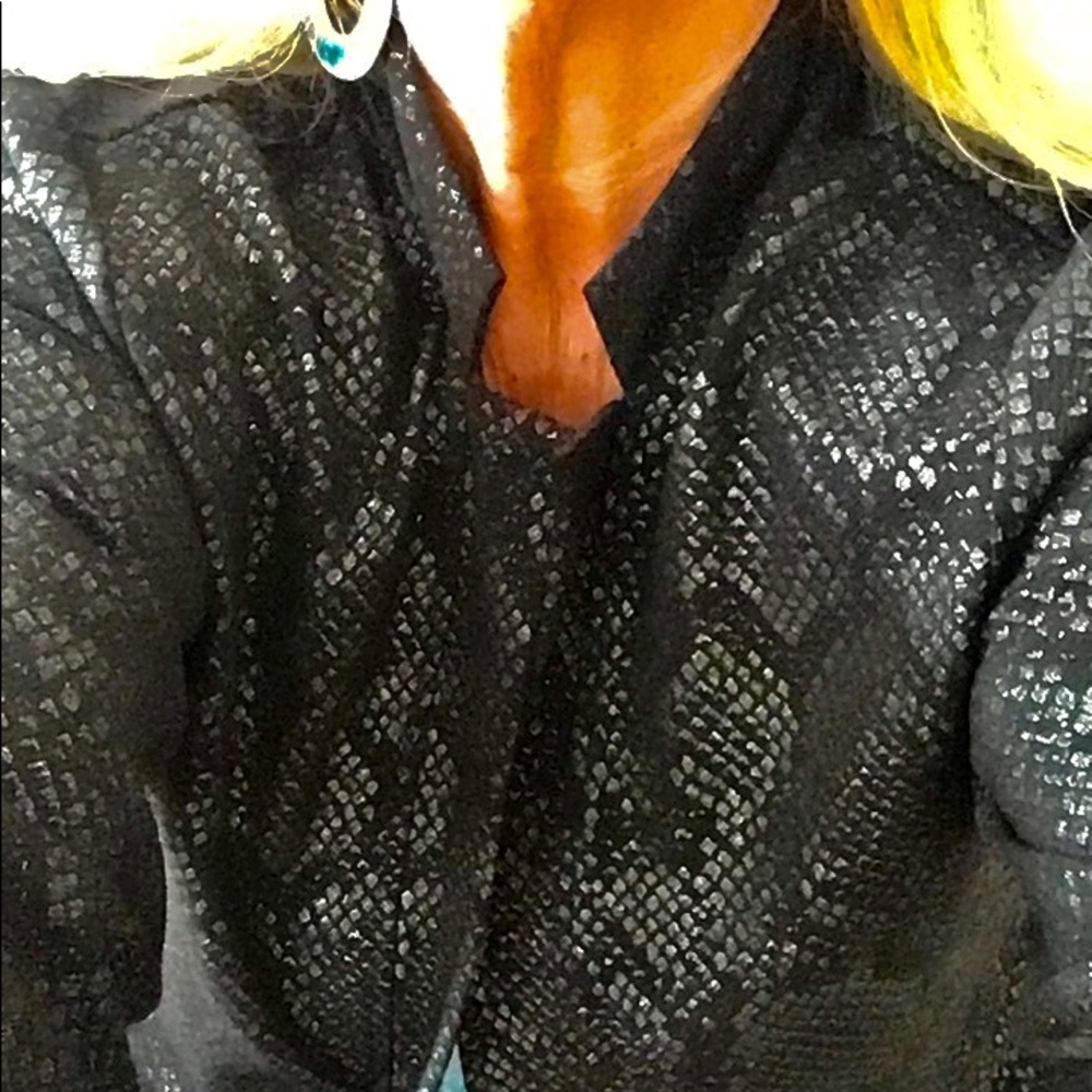 Bon Worth Jacket Snake Pattern Black Silver Size … - image 7